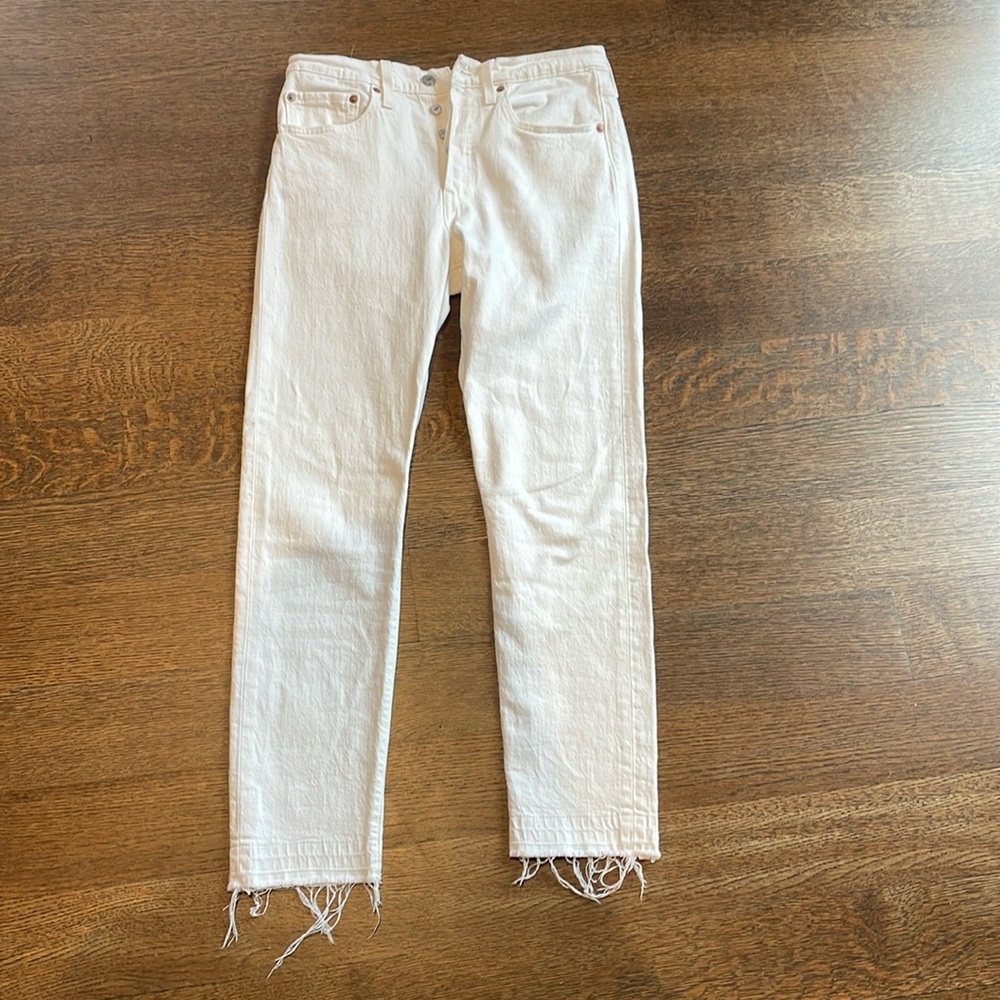 Levi white button up skinny jeans